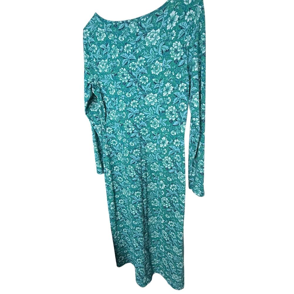 Peruvian Connection Floriana Midi Dress Long Sleeve Floral Blue Green Medium - Picture 9 of 11